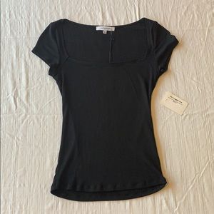 Black square neck tee